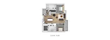 a bedroom floor plan and a living room with a dining room