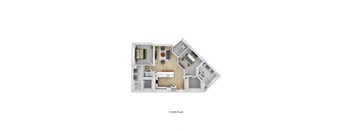 a floor plan of a house with a bedroom and a living room