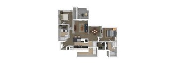 a floor plan with bedrooms and baths and a living room