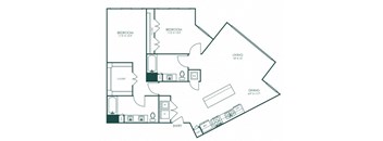 a blueprint of a floor plan with bedrooms and a bathroom