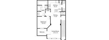 a floor plan of a small house with a bedroom and a living room