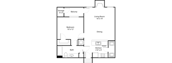 the floor plan of a bedroom apartment with a living room and a dining room