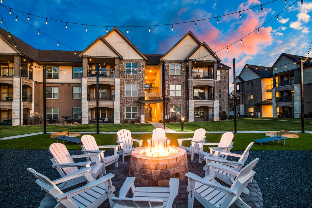 our apartments offer a clubhouse with a fire pit