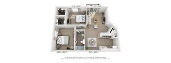 2 Bed | 2 Bath | 827 sqft | Oaks at Duck Creek Apartments