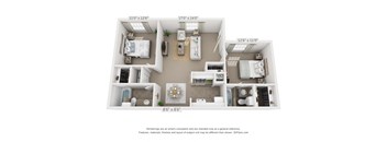 2 Bed | 2 Bath | 888 sqft | Oaks at Duck Creek Apartments