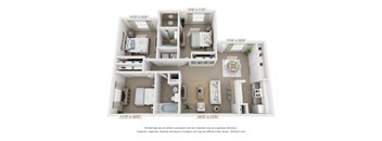 3 Bed | 2 Bath | 1024 sqft | Oaks at Duck Creek Apartments