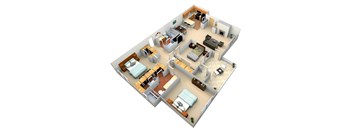 3d floor plan of a bedroom apartment