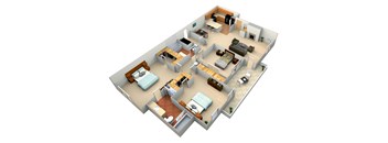 3d floor plan of a bedroom apartment