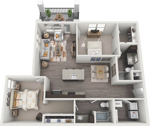 a 2 bedroom192 sq ft floor plan