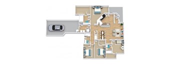 A floor plan of a house with a garage.