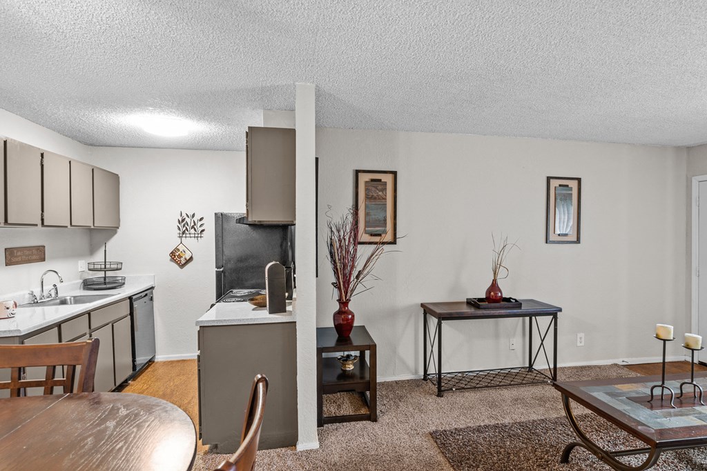 our apartments offer a living room with a fireplace