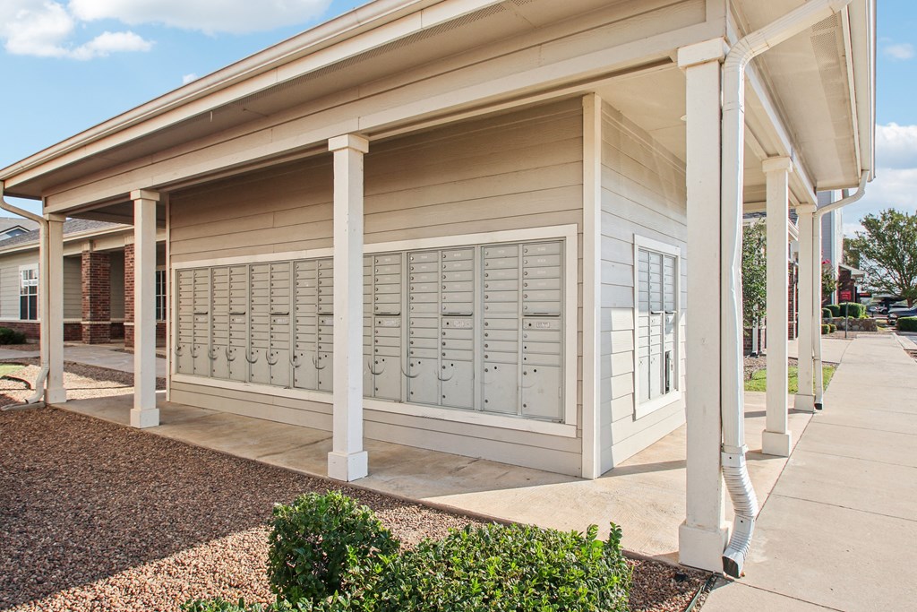 the lockers are organized on the side of the building