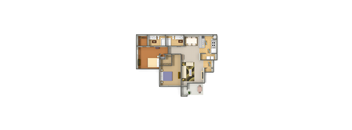 typical floor plan of a 1 bedroom apartment