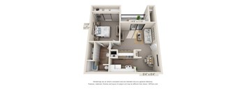 this is a 3d floor plan of a 752 square foot 1 bedroom apartment at the
