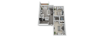 a 3d floor plan of a house with a bedroom