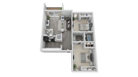 a 3d floor plan of a house with a bedroom