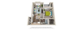 a 1 bedroom floor plan with a bathroom and a balcony