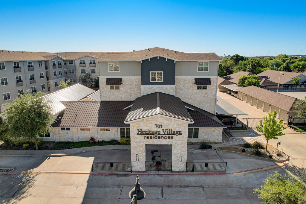 an aerial view of the village apartments building