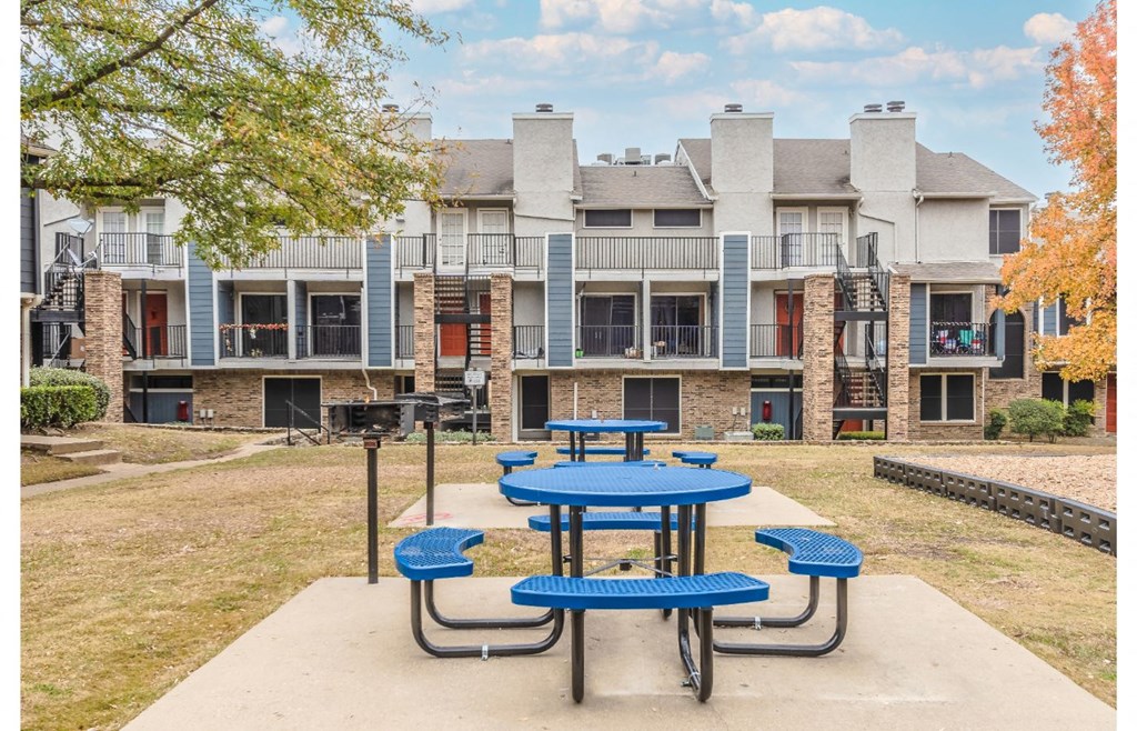 our apartments have a picnic area with tables