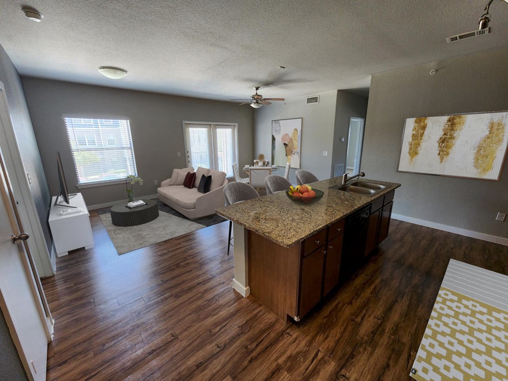 a view of the living room from the kitchen