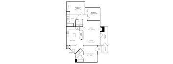 A black and white floor plan of a house with labeled rooms.