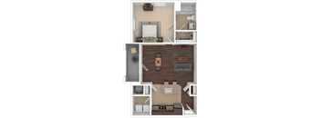 a floor plan with a bedroom and a living room
