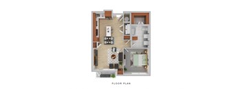 a floor plan of a house with a bedroom and a living room