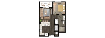 A floor plan of a house with a balcony, living room, and bedroom.