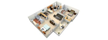 3d floor plan of a studio apartment