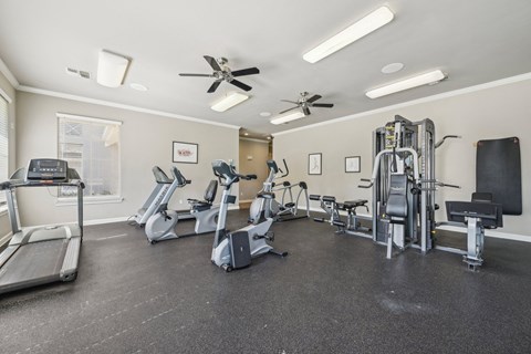 the gym with cardio equipment at the preserve at greatstone