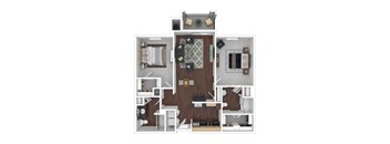 a floor plan of a two bedroom apartment with two bathrooms and a balcony