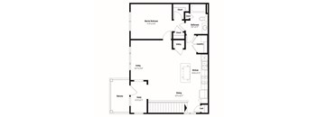 a floor plan of a house with a bedroom and a living room