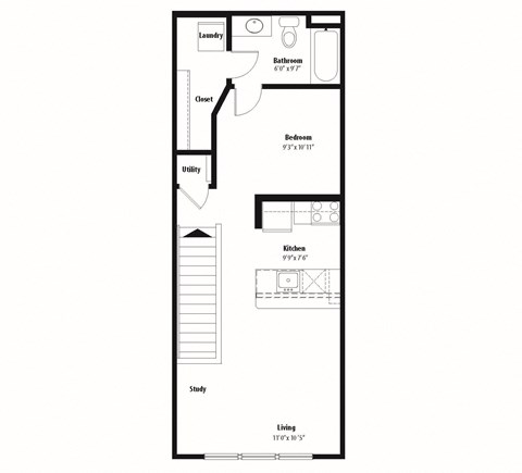 a floor plan of a house with a bedroom and a living room