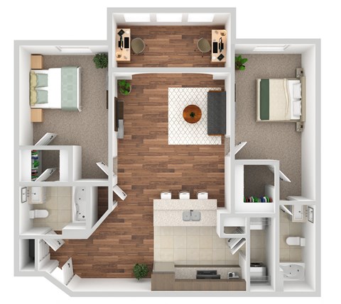 a floor plan of our studio apartments at university gardens in tempe, az