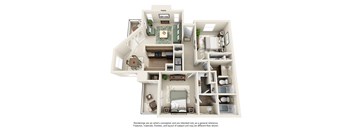 a 3d drawing of a floor plan of a house