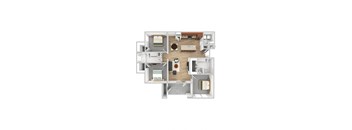bedroom floor plan an aerial view of a 3d furnished house