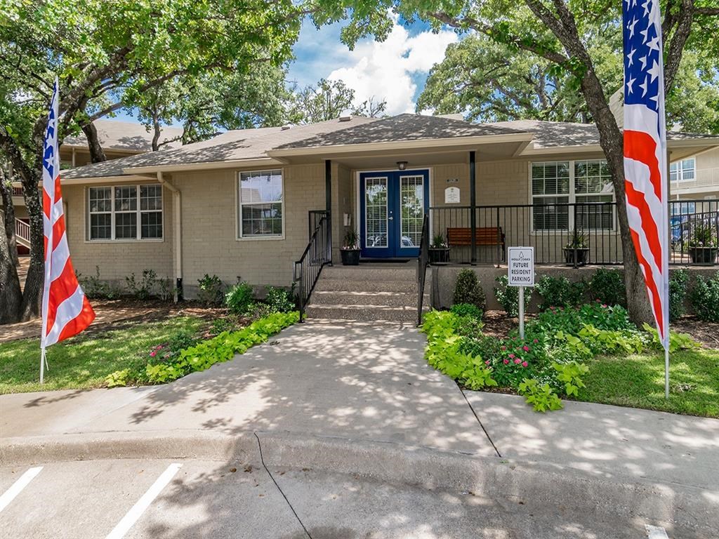 a house with an flag in front of it