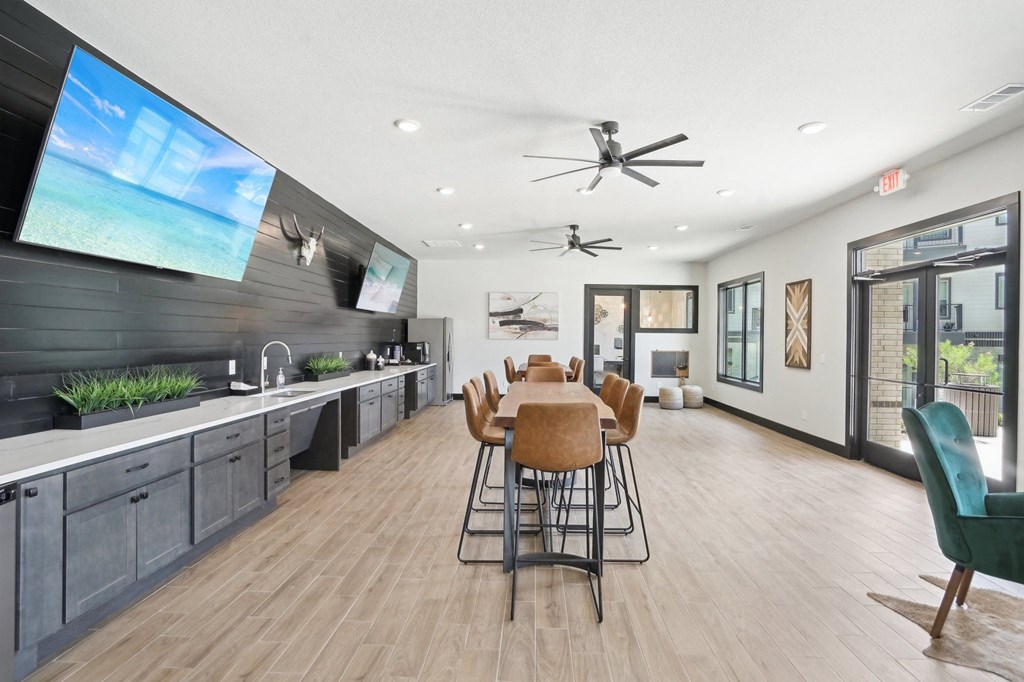 the preserve has a dining room table and a kitchen