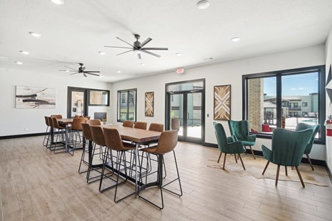 the reserve at city center spacious dining room with table and chairs and windows