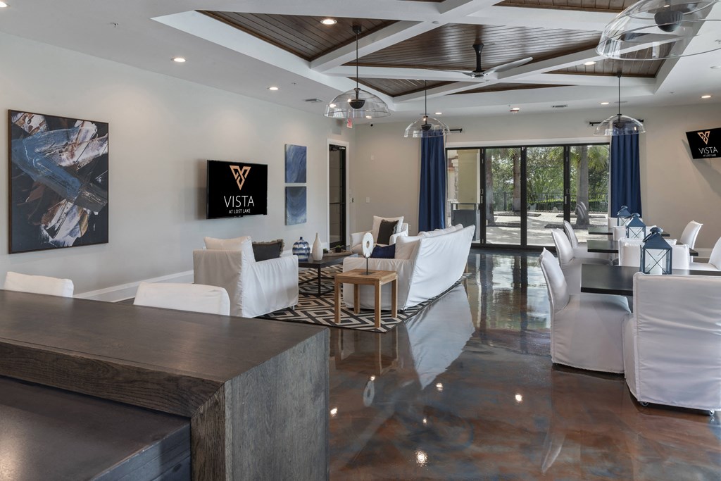 a view of the lobby at the vista at creve coeur apartments in creve