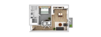 a floor plan of a 1 bedroom apartment
