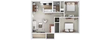 a floor plan of a bedroom with a bathroom and a living room