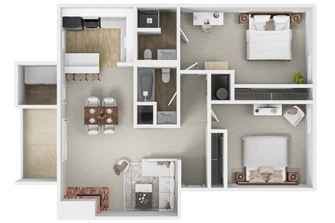 the 1190 sqft floor plan  1 bedroom with 2 baths