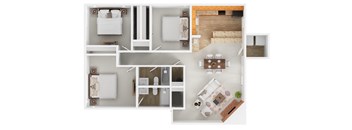 a floor plan of a house with a bedroom and a living room
