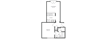 a floor plan of a house with a bedroom and a living room