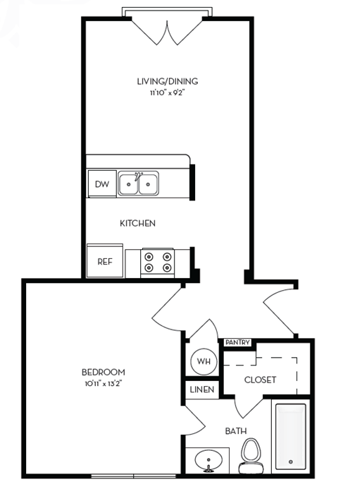 a floor plan of a house with a bedroom and a living room