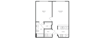 a floor plan of a house with a bedroom and a living room