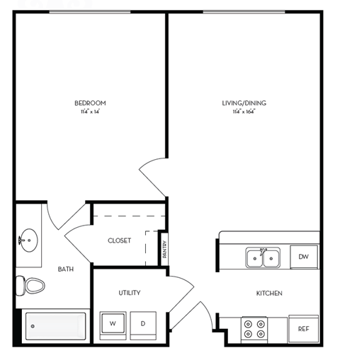a floor plan of a house with a bedroom and a living room