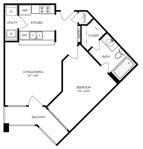 a floor plan of a house with a bedroom and a living room