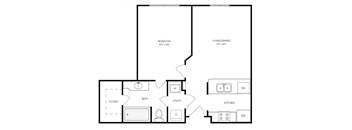 a drawing of a 1 bedroom floor plan of a millennio